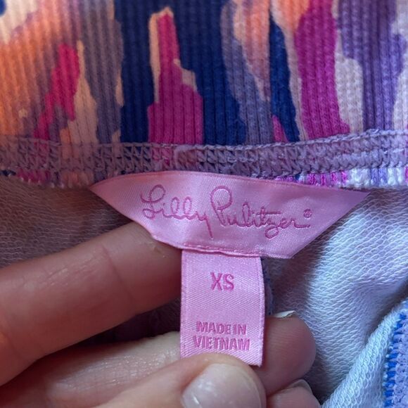 Lilly Pulitzer Blue and Pink Patterned Athletic Shorts - Picture 2 of 11